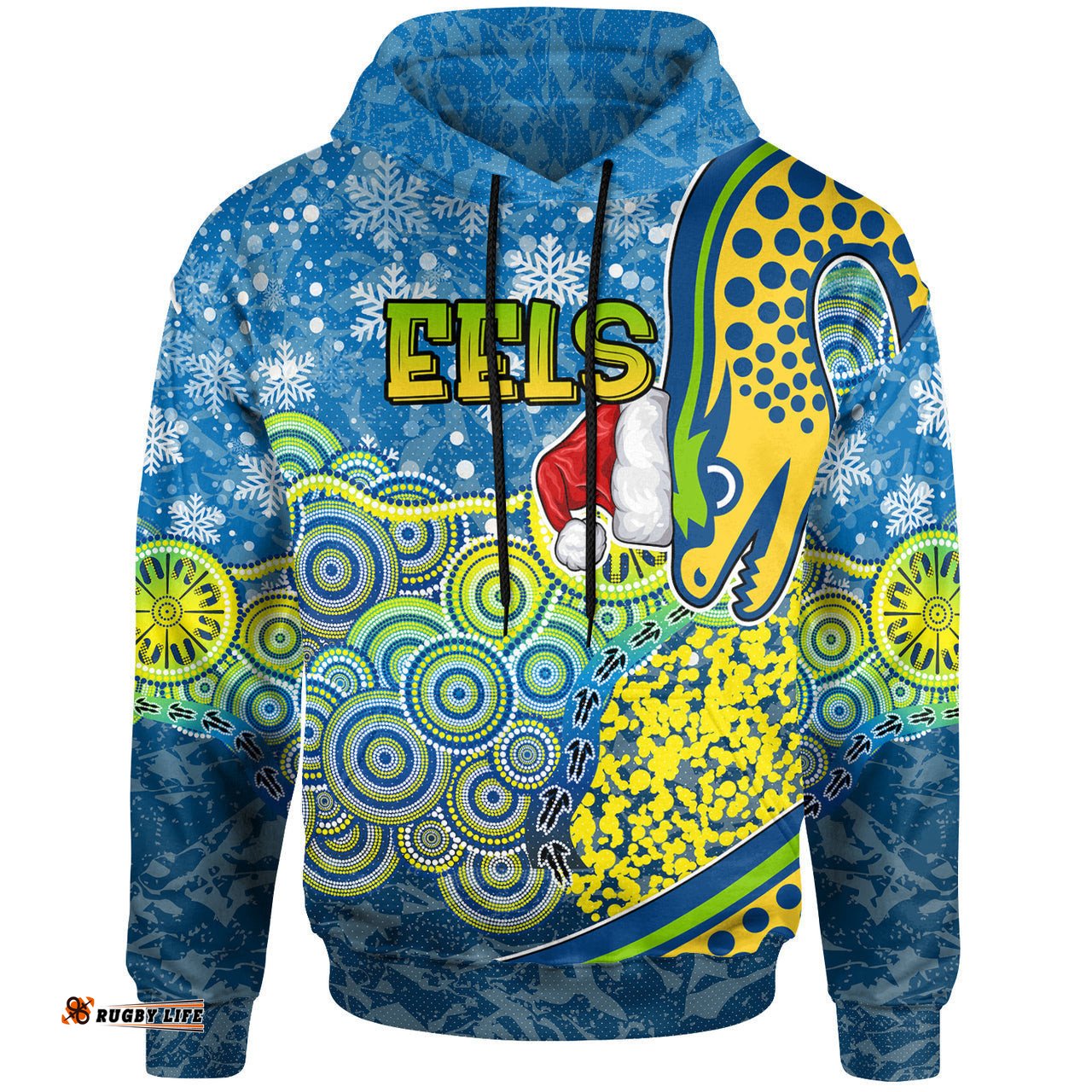 eels christmas rugby hoodie custom christmas indigenous eels hoodie rlt13