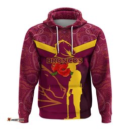 brisbane broncos anzac day hoodie indigenous art