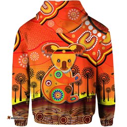 aboriginal art koala hoodie indigenous unique vibes orange