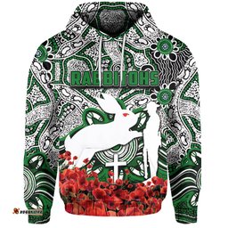 rabbitohs hoodie anzac day poppy flowers with aboriginal
