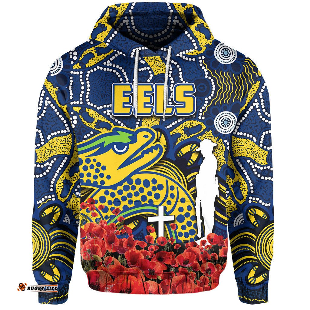 eels hoodie anzac day poppy flowers with aboriginal