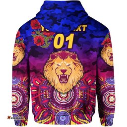 custom personalised brisbane lions anzac zip up and pullover hoodie indigenous vibes