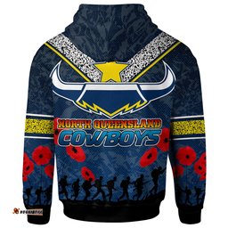 cowboys rugby hoodie custom anzac cowboys hoodie rlt13