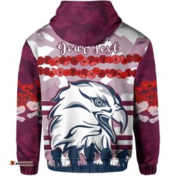 custom personalised sea eagles anzac day hoodie proud soldiers lest we forget ver02