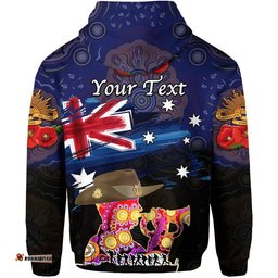 custom personalised australia aboriginal anzac zip up and pullover hoodie remembrance vibes navy