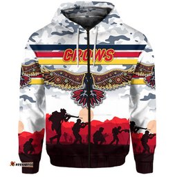 custom personalised adelaide crows anzac zip up and pullover hoodie simple style white