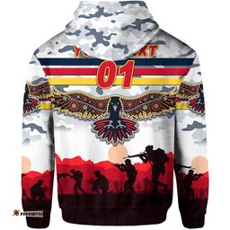 custom personalised adelaide crows anzac zip up and pullover hoodie simple style white