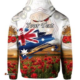custom personalised australia aboriginal anzac zip up and pullover hoodie poppy vibes white