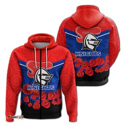 newcastle knights anzac day indigenous art hoodie
