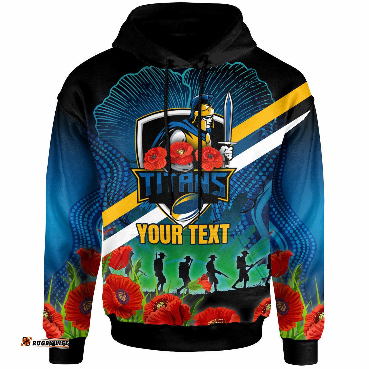 titans rugby hoodie custom anzac titans rugby logo hoodie rlt13