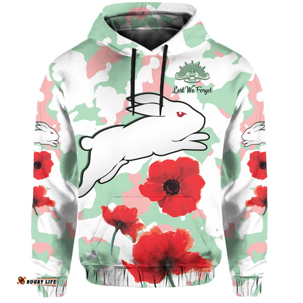 rabbitohs anzac day hoodie poppies aboriginal proud soldiers