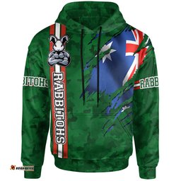 rabbitohs rugby hoodie custom rabbitohs with camouflage and australia flag hoodie rlt13