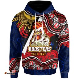 roosters rugby hoodie custom anzac day sydney roosters aboriginal culture hoodie rlt13