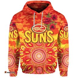 gold coast suns anzac zip up and pullover hoodie indigenous vibes