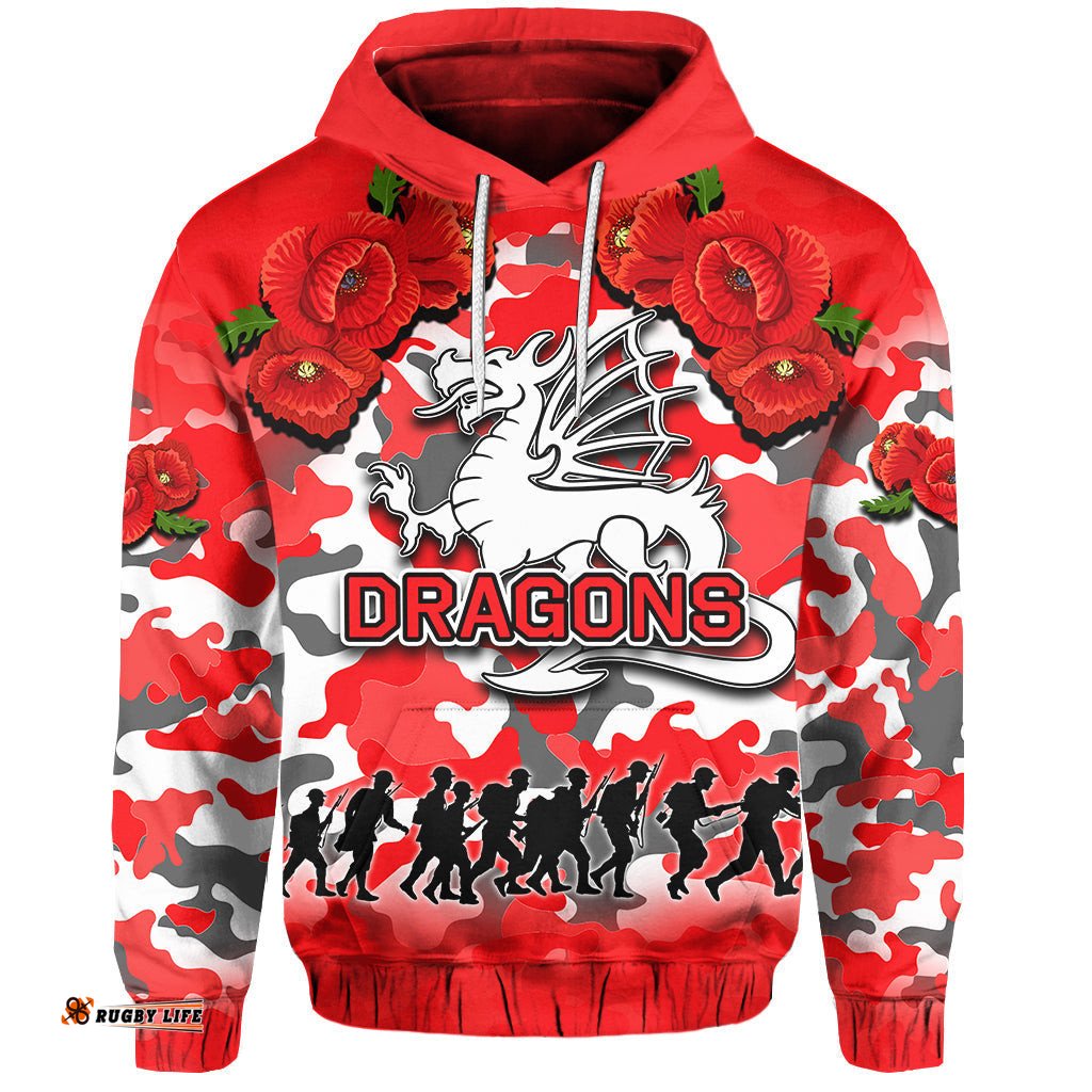 anzac day hoodie dragons army style no1