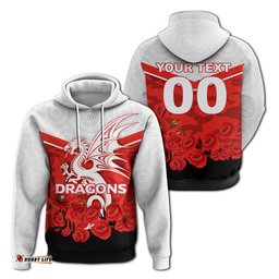 custom personalised dragons anzac day hoodie indigenous art