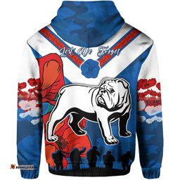 bulldogs anzac day hoodie poppy lest we forget