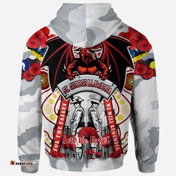 st george rugby anzac day watercolour custom hoodie remembrance dragons with poppy flower rlt13