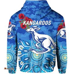 north melbourne kangaroos anzac zip up and pullover hoodie indigenous vibes