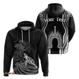 custom personalised torres strait islands hoodie the dhari mix aboriginal turtle version black