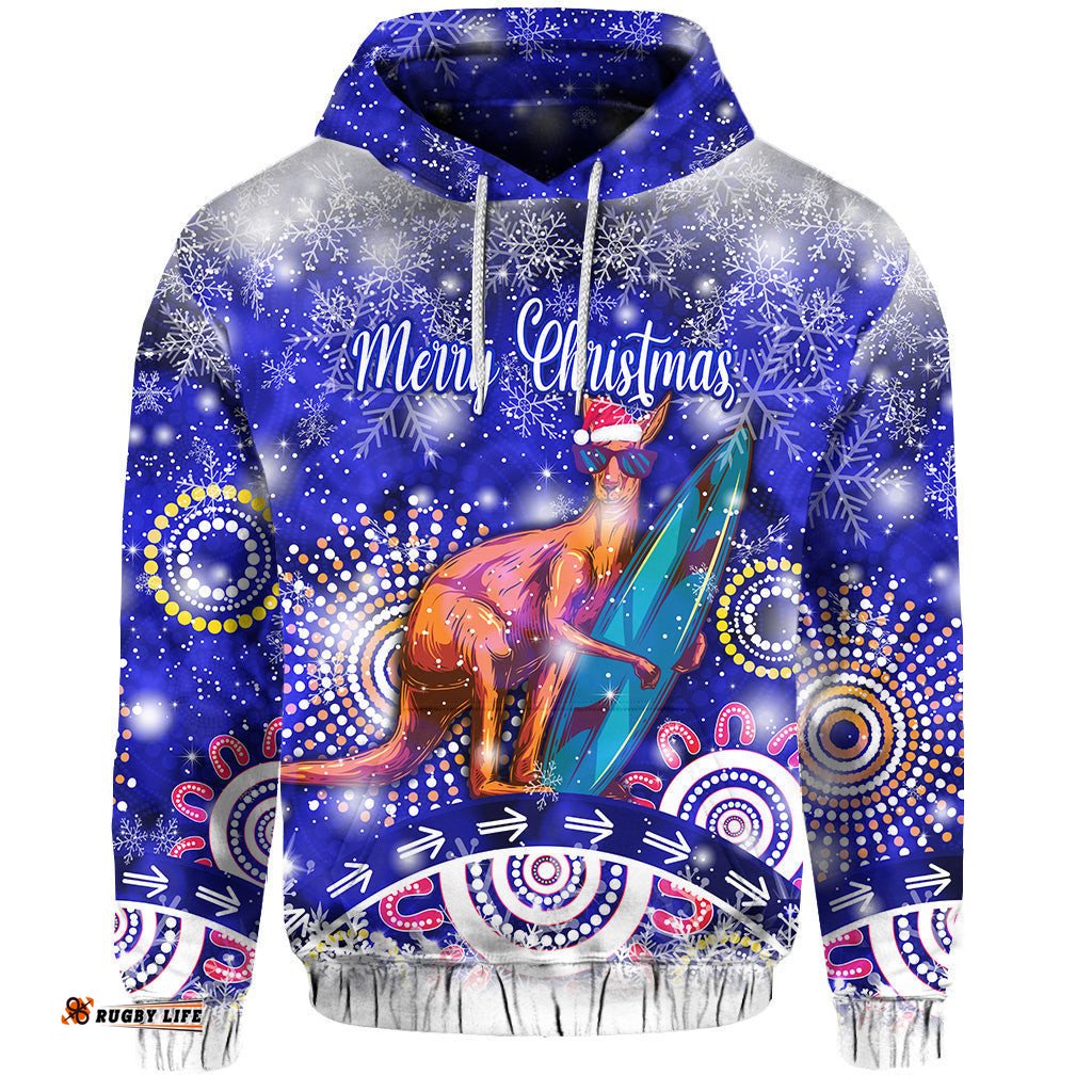 australian kangaroo christmas hoodie original style blue