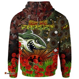 sharks rugby hoodie custom anzac sharks with remembrance poppy and indigenous patterns hoodie rlt13