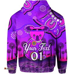 custom personalised aboriginal art koala hoodie indigenous unique vibes purple