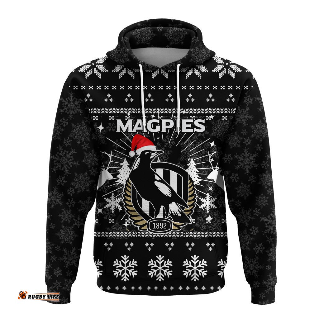 collingwood magpies hoodie christmas ugly style