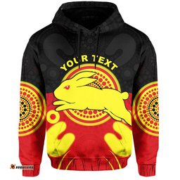 custom personalised rabbitohs indigenous hoodie style aboriginal flag