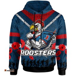 roosters rugby hoodie custom anzac day roosters hoodie rlt13
