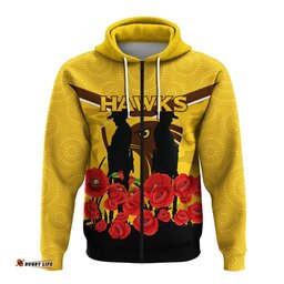 hawks anzac day hoodie indigenous art