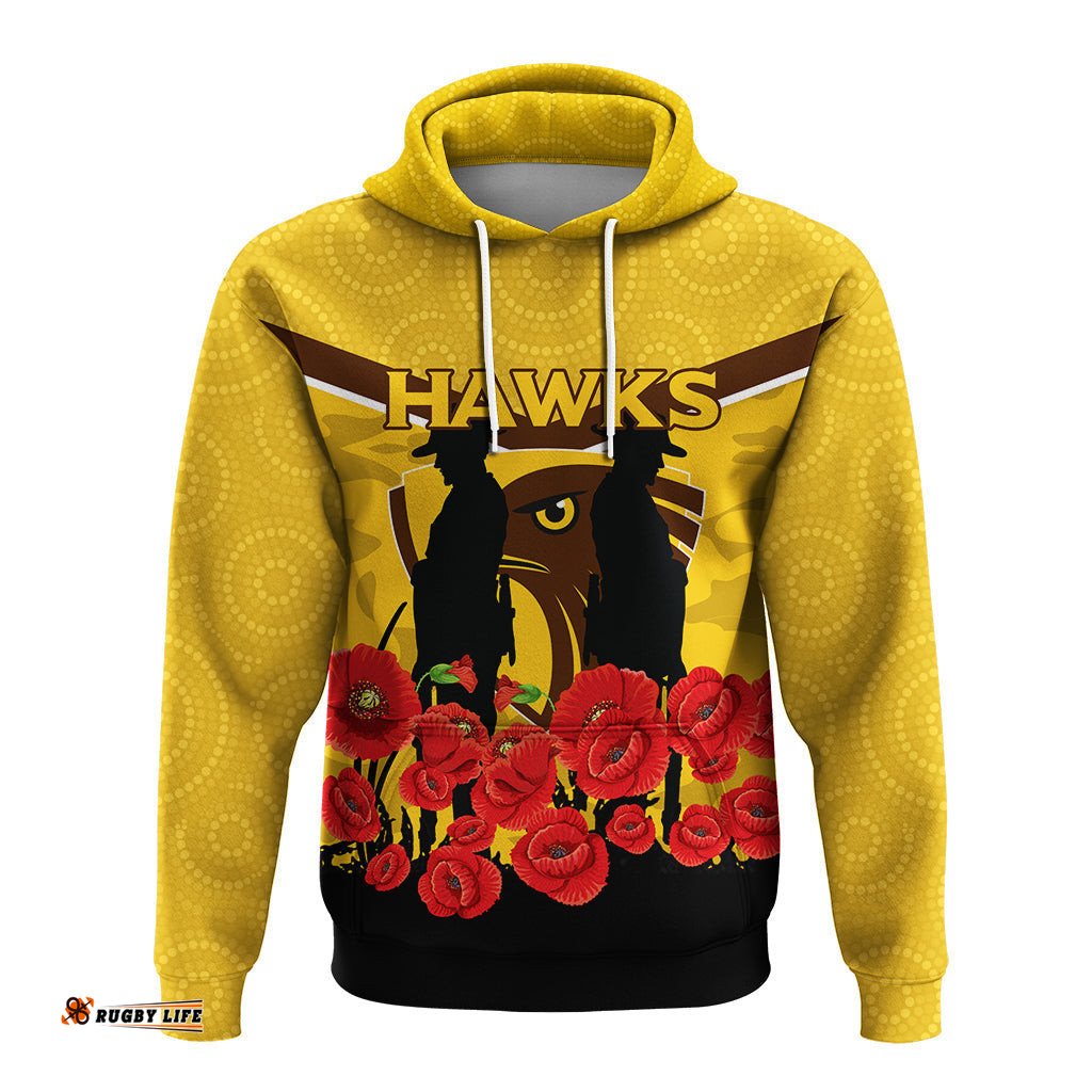 hawks anzac day hoodie indigenous art