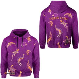 custom personalised aboriginal art hoodie animals australia version purple