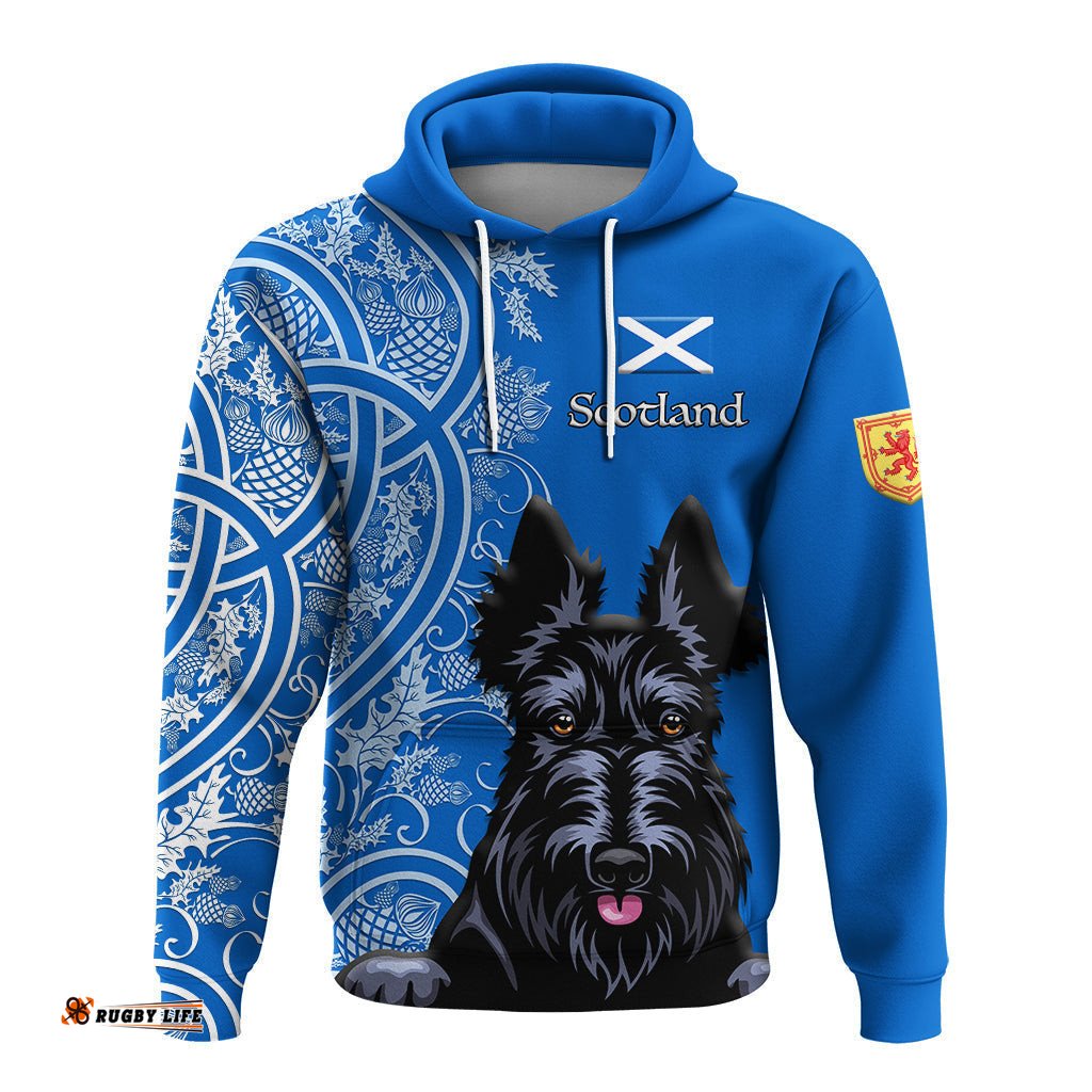 scottish terrier with thistle hoodie