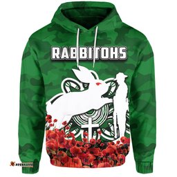 south sydney rabbitohs hoodie anzac day poppy flowers with army patterns