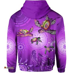 australian aboriginal hoodie happy turtle family version purple