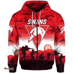 sydney swans anzac zip up and pullover hoodie simple style