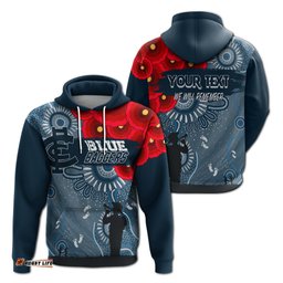 custom personalised carlton blue baggers indigenous anzac day hoodie we will remember