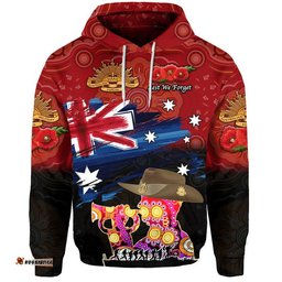 custom personalised australia aboriginal anzac zip up and pullover hoodie remembrance vibes red