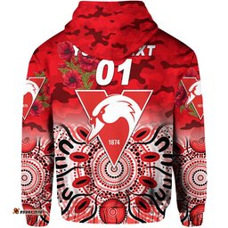 custom personalised sydney swans anzac zip up and pullover hoodie indigenous vibes