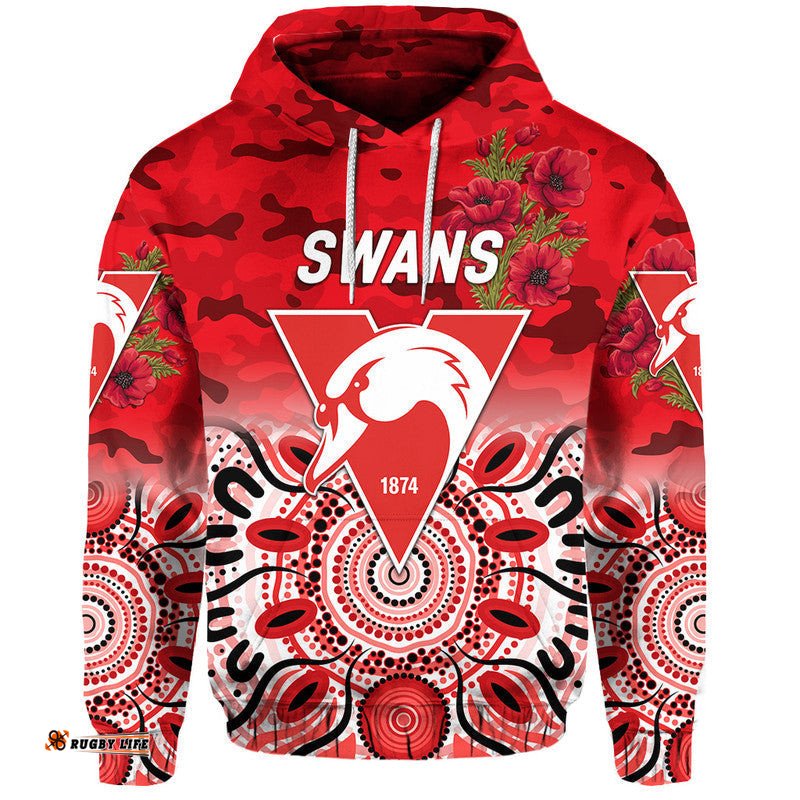 custom personalised sydney swans anzac zip up and pullover hoodie indigenous vibes