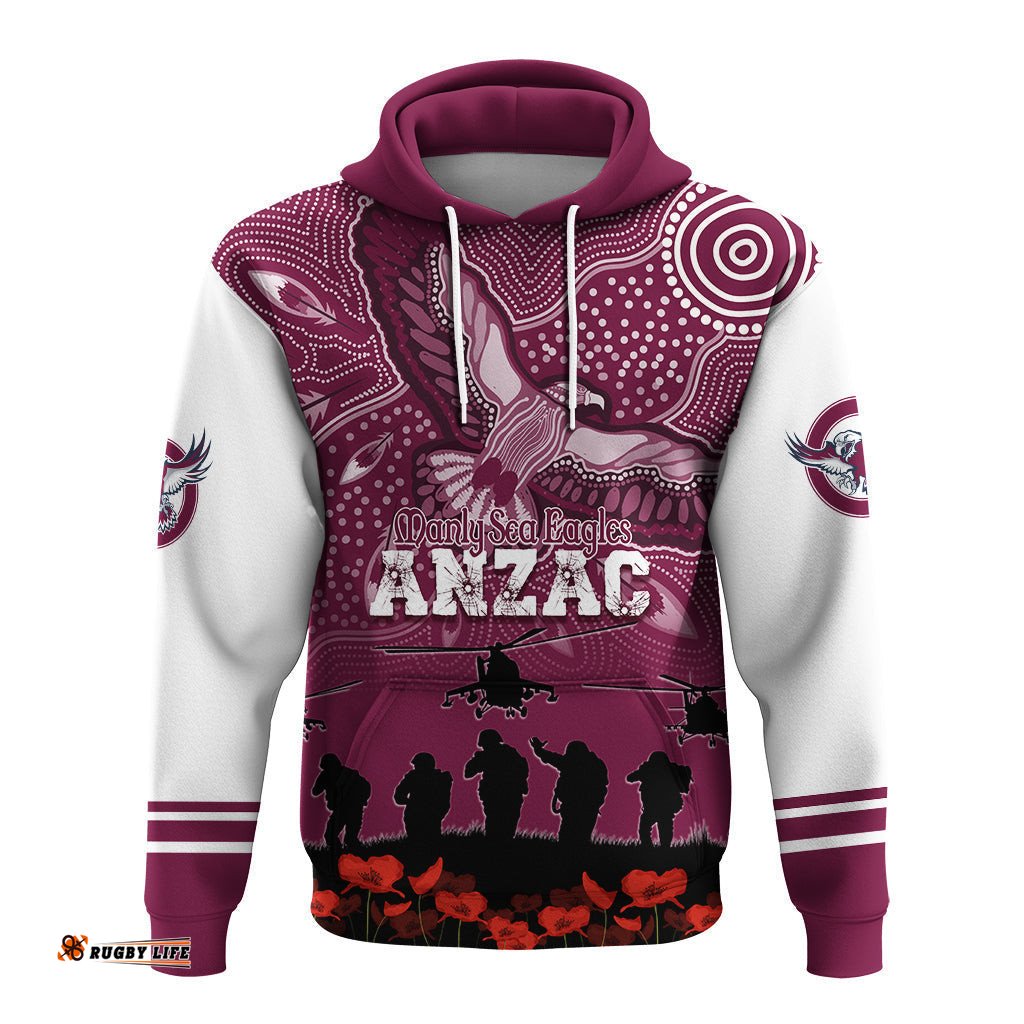 manly sea eagles rugby hoodie anzac day toward the new dawn