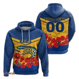 custom personalised eels anzac day hoodie indigenous art