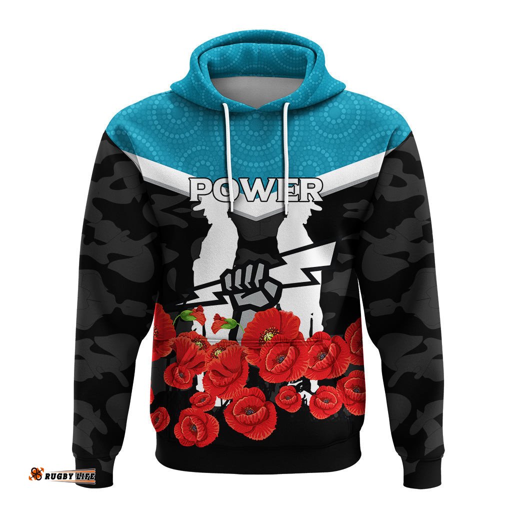 port adelaide power anzac day indigenous art hoodie