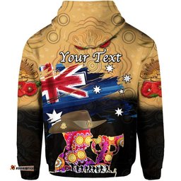 custom personalised australia aboriginal anzac zip up and pullover hoodie remembrance vibes gold