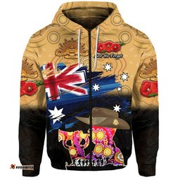 custom personalised australia aboriginal anzac zip up and pullover hoodie remembrance vibes gold