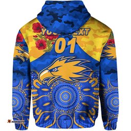 custom personalised west coast eagles anzac zip up and pullover hoodie indigenous vibes royal blue