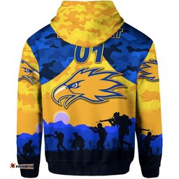 custom personalised west coast eagles anzac zip up and pullover hoodie simple style gold