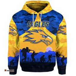 custom personalised west coast eagles anzac zip up and pullover hoodie simple style gold