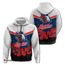 roosters anzac day hoodie indigenous art